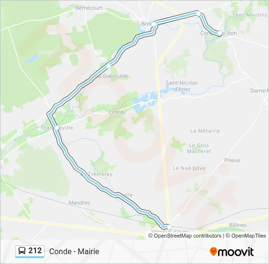 Mapa de 212 de autobús