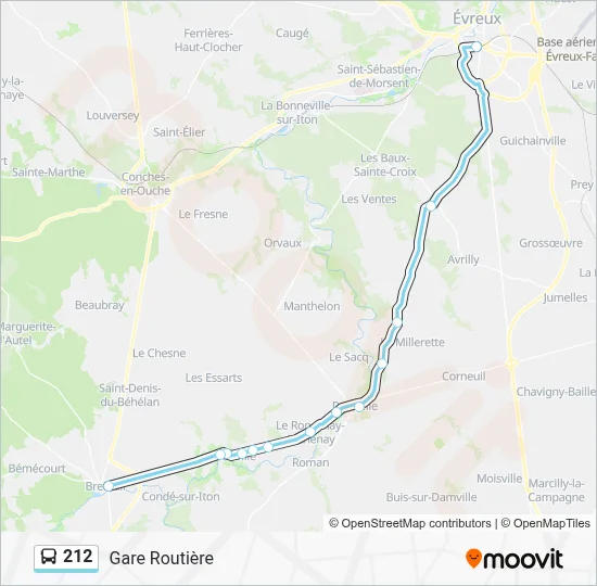 Plan de la ligne 212 de bus