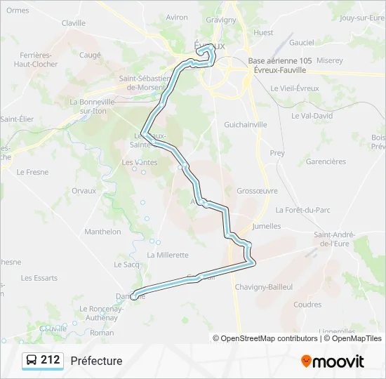 Plan de la ligne 212 de bus