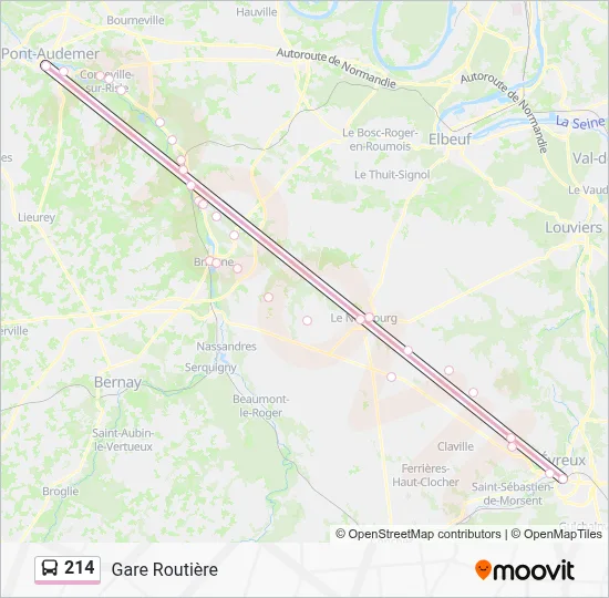 Mapa de 214 de autobús
