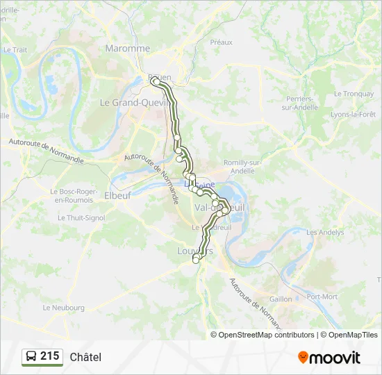 Plan de la ligne 215 de bus