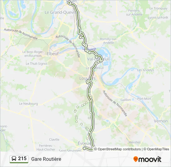 Mapa de 215 de autobús