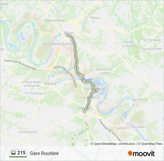 Plan de la ligne 215 de bus