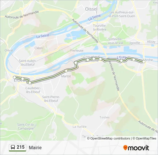 Plan de la ligne 215 de bus