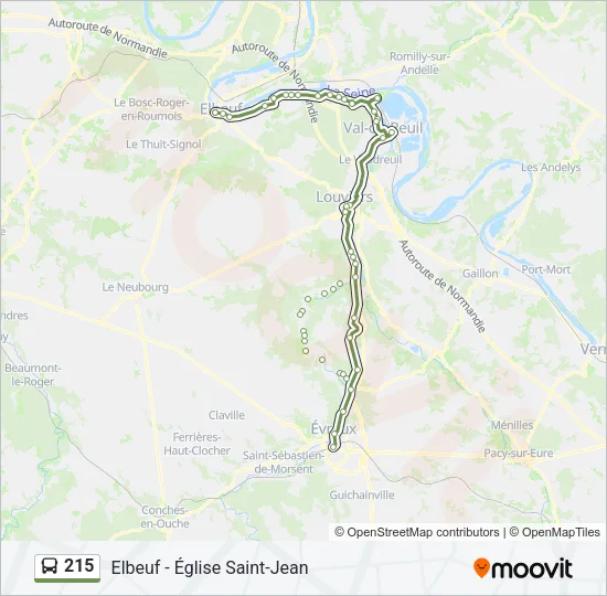 215 Bus Line Map
