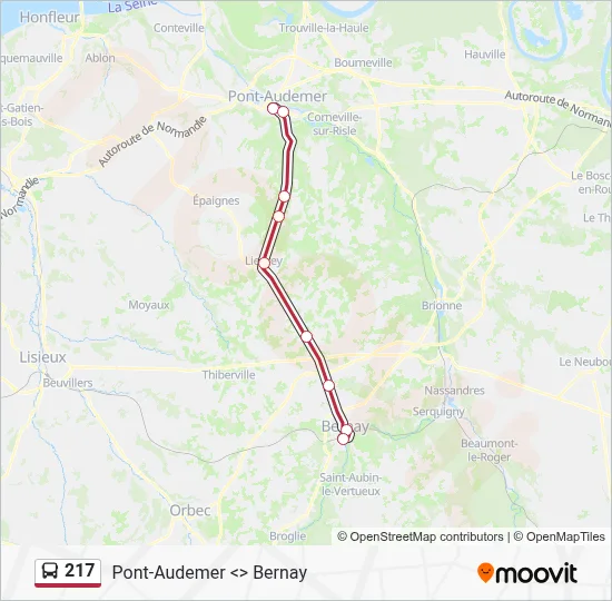 Mapa de 217 de autobús