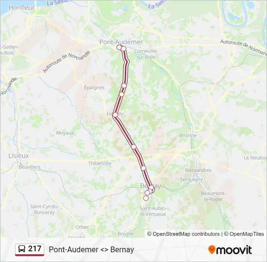 Plan de la ligne 217 de bus