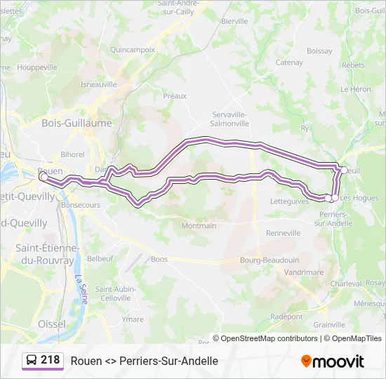 Plan de la ligne 218 de bus