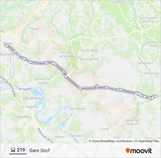 Plan de la ligne 219 de bus