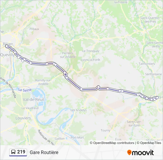 Mapa de 219 de autobús
