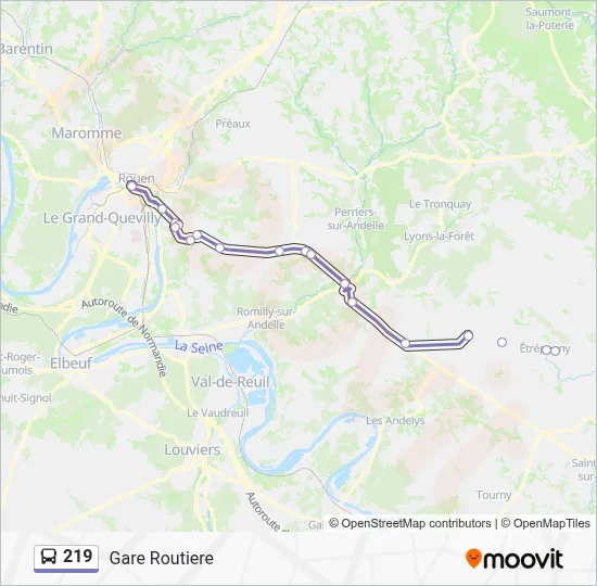 219 Bus Line Map