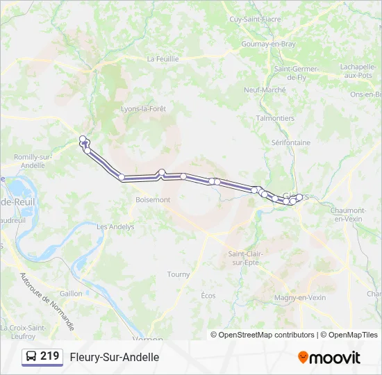 219 Bus Line Map