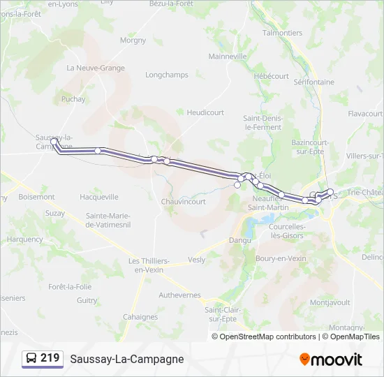 219 Bus Line Map
