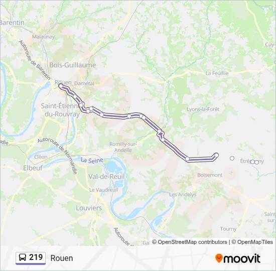 219 Bus Line Map