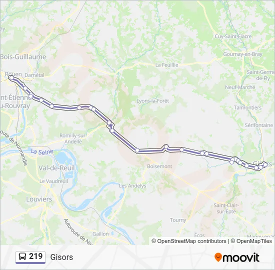 219 Bus Line Map