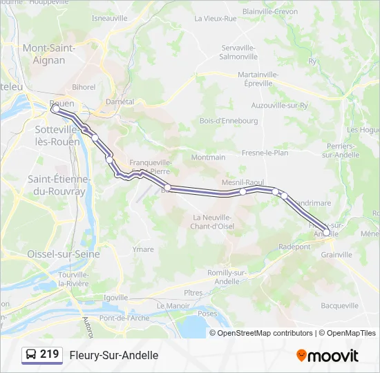 219 Bus Line Map