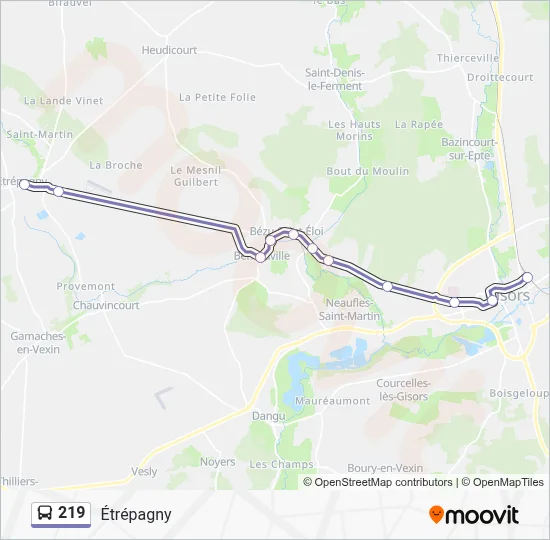 219 Bus Line Map