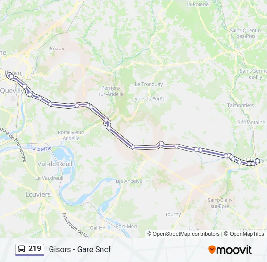 219 Bus Line Map