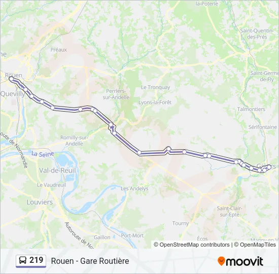 219 Bus Line Map