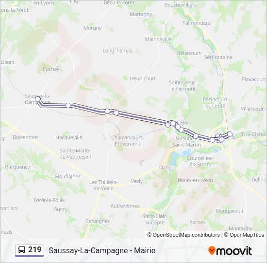 219 Bus Line Map