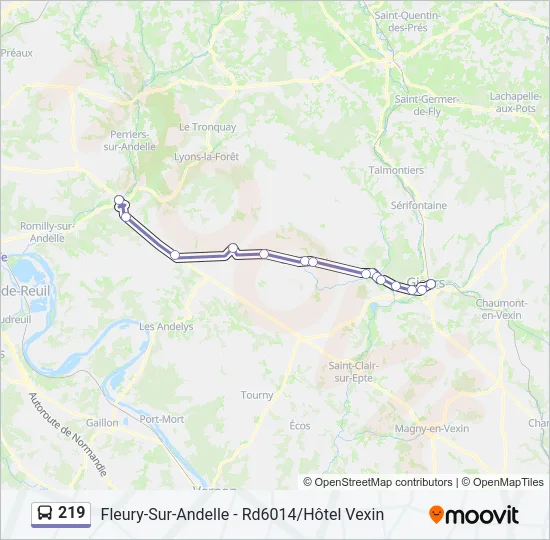 219 Bus Line Map