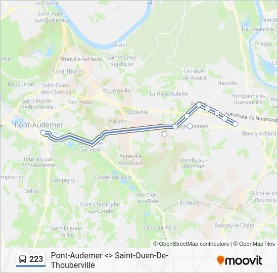 Plan de la ligne 223 de bus
