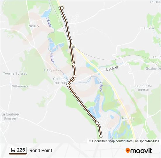 Plan de la ligne 225 de bus
