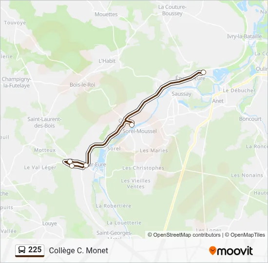 Plan de la ligne 225 de bus