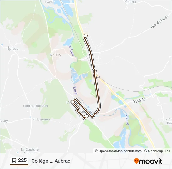 Plan de la ligne 225 de bus