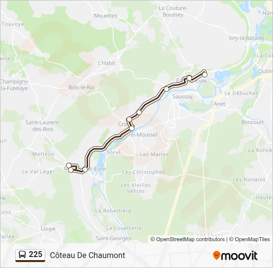 Plan de la ligne 225 de bus