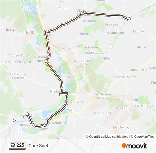 Plan de la ligne 225 de bus
