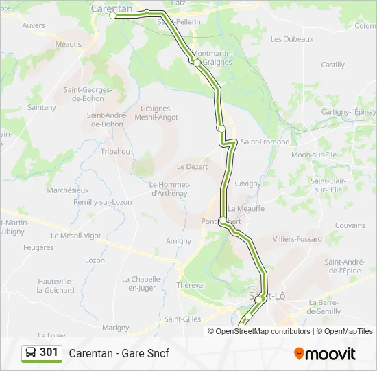 Mapa de 301 de autobús