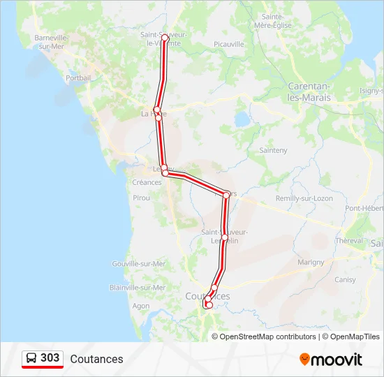 303 Bus Line Map