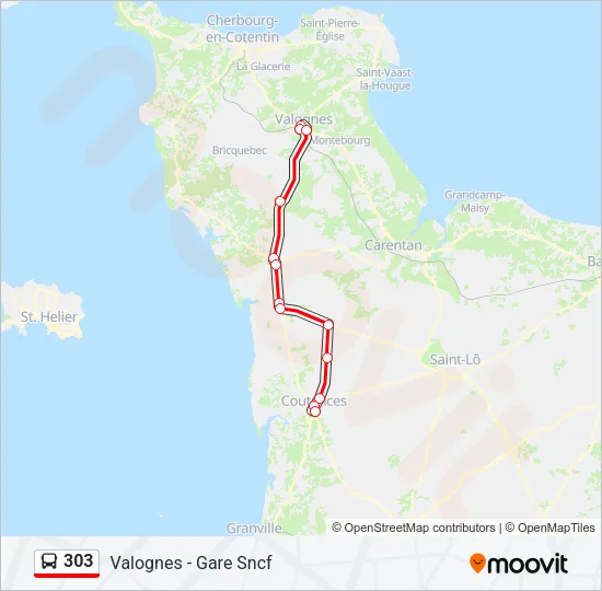 303 Bus Line Map