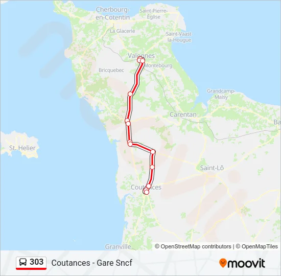Plan de la ligne 303 de bus