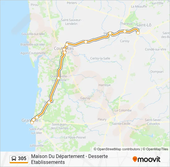 Mapa de 305 de autobús