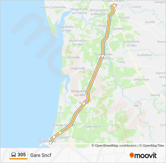 Plan de la ligne 305 de bus