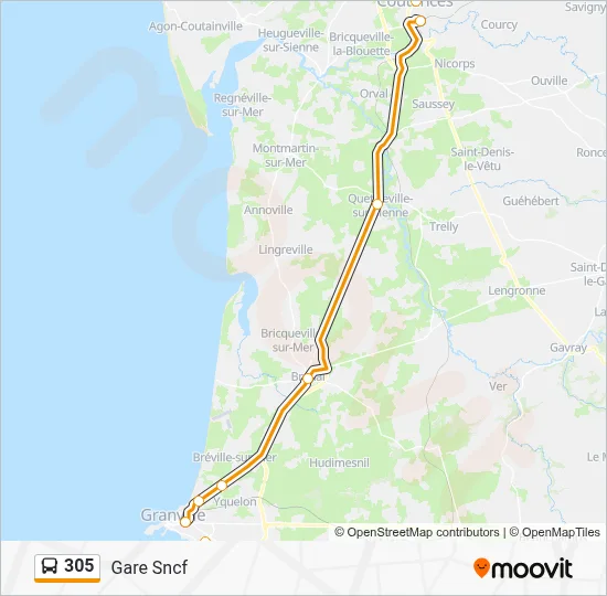 Mapa de 305 de autobús