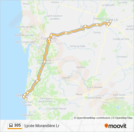 Plan de la ligne 305 de bus