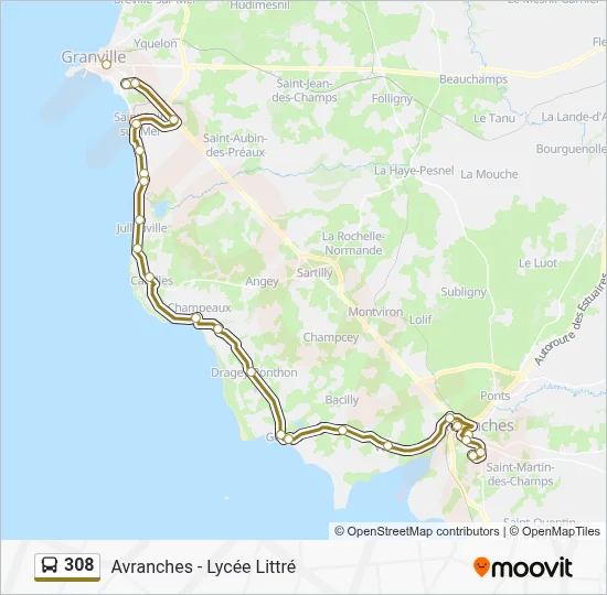 Mapa de 308 de autobús