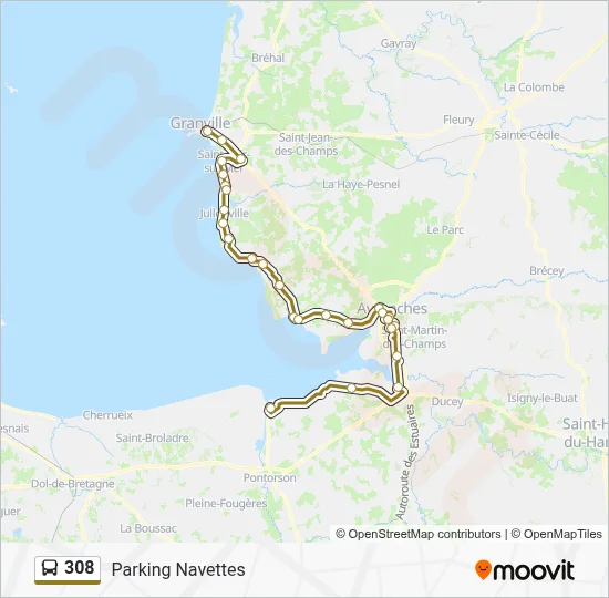 Mapa de 308 de autobús