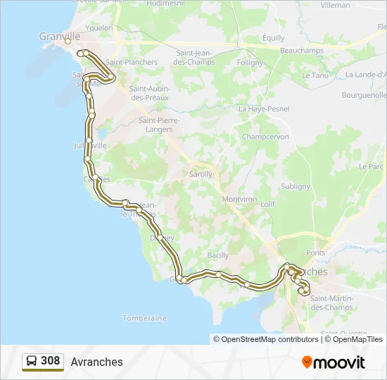 308 Bus Line Map