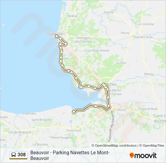 308 Bus Line Map