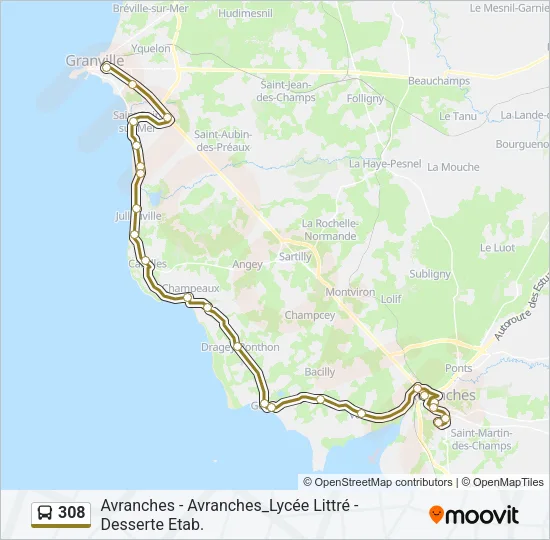 308 Bus Line Map