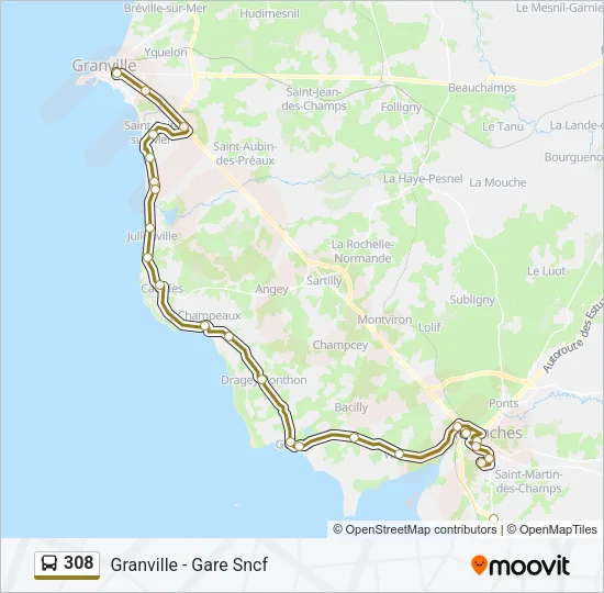 308 Bus Line Map