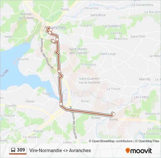Plan de la ligne 309 de bus