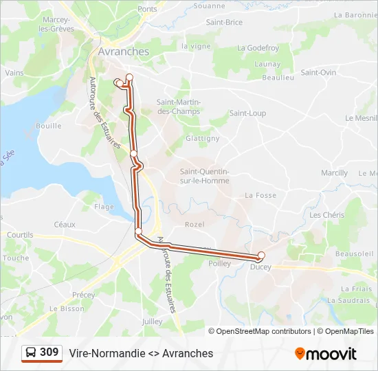 Plan de la ligne 309 de bus