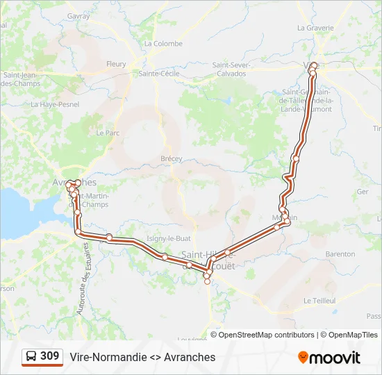 Mapa de 309 de autobús