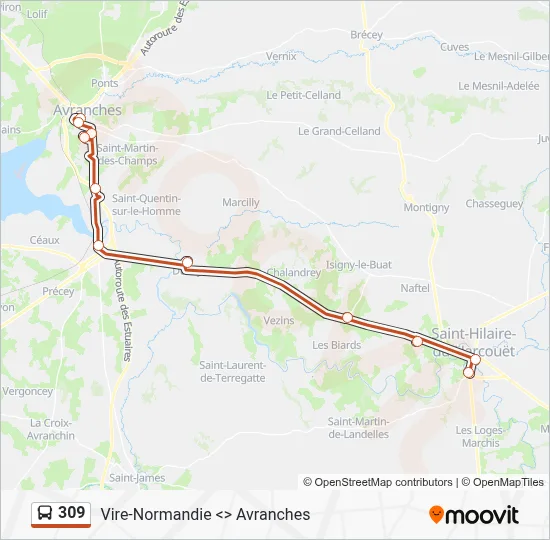 Plan de la ligne 309 de bus