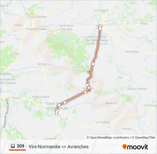 Plan de la ligne 309 de bus